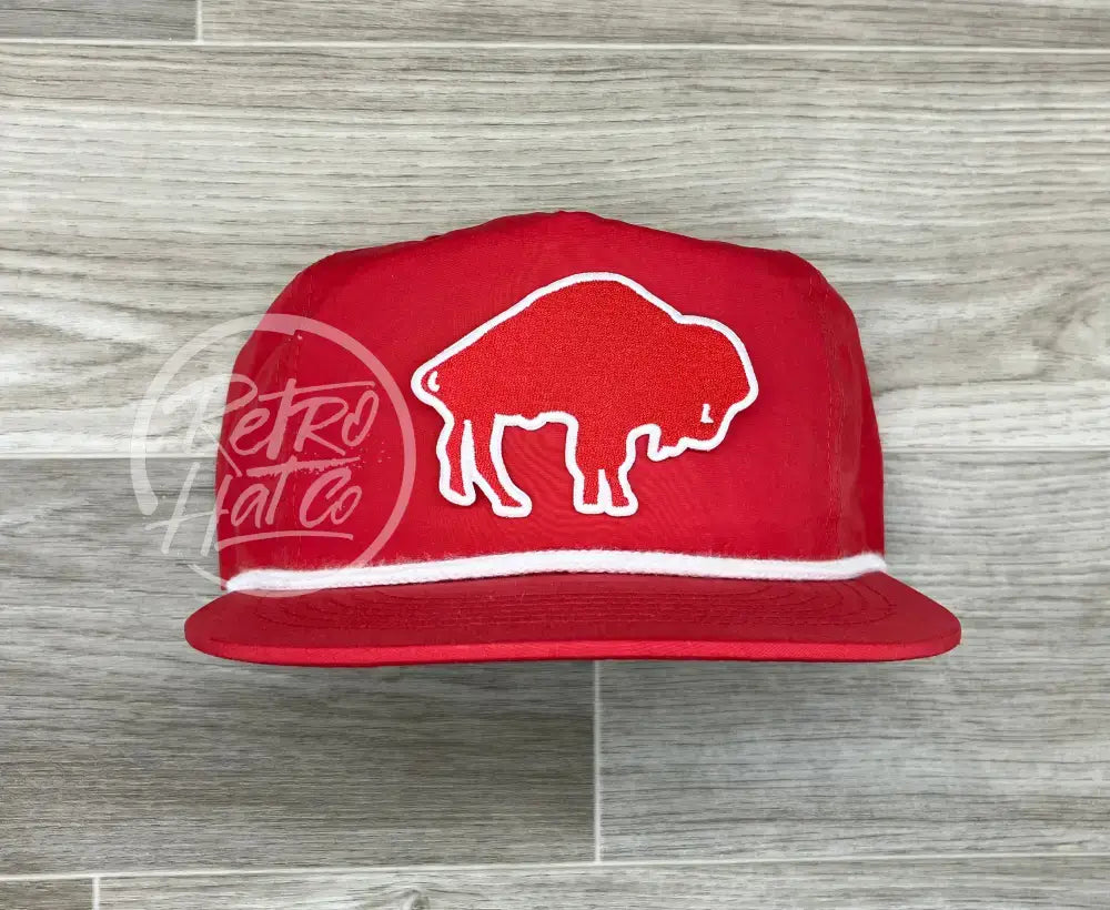 Retro 70s Buffalo Bills (Big Red) on Red Poly Rope Hat