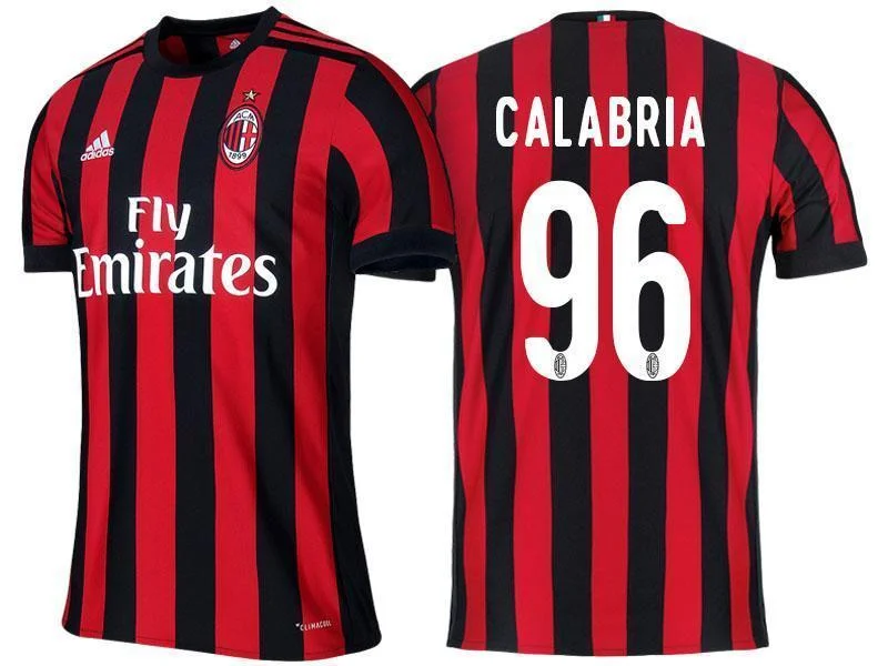 Men 96 Davide Calabria Jersey Home Soccer AC Milan Jersey 2018 Serie A