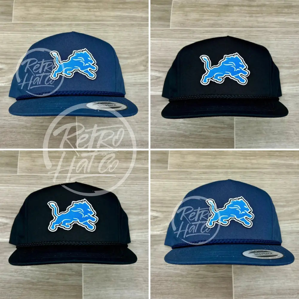 Retro Detroit Lions Patch on Classic Rope Hat