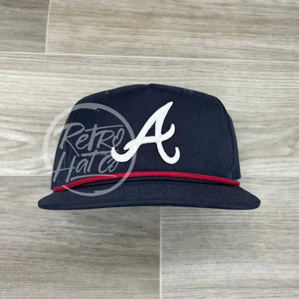 Vintage Atlanta Braves A Patch on Blue Retro Hat w/Red Rope