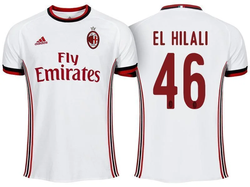 Men 46 Mattia El Hilali Jersey Away Soccer AC Milan Jersey 2018 Serie A