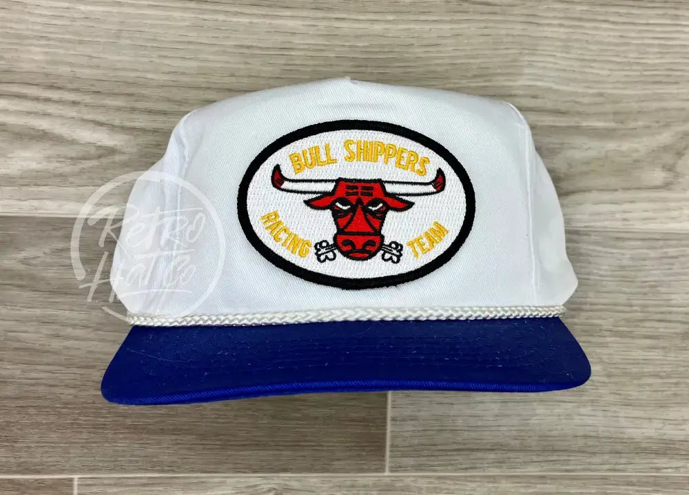 Bull Shippers Racing Team Patch on White/Blue Retro Rope Hat