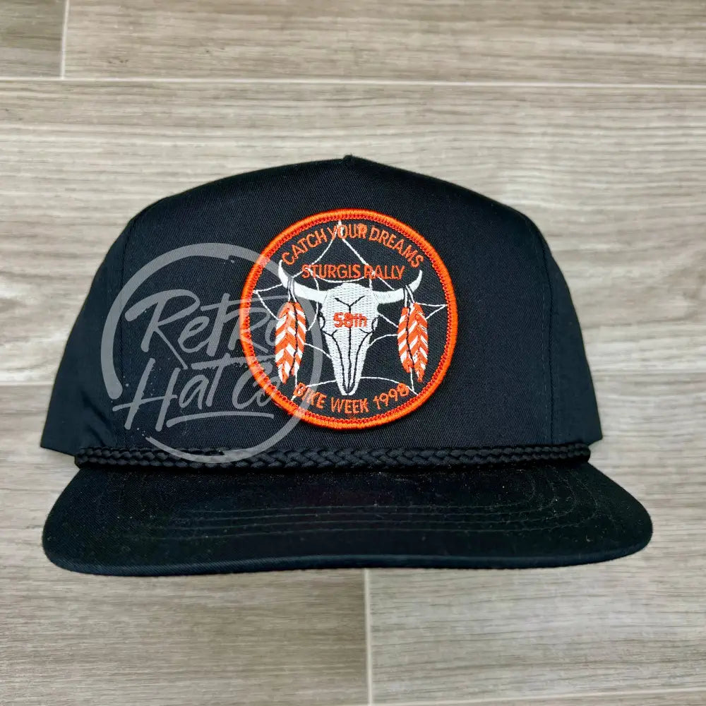 Vintage 1998 Sturgis Dreamcatcher Patch on Black Classic Rope Hat (1 of 1)