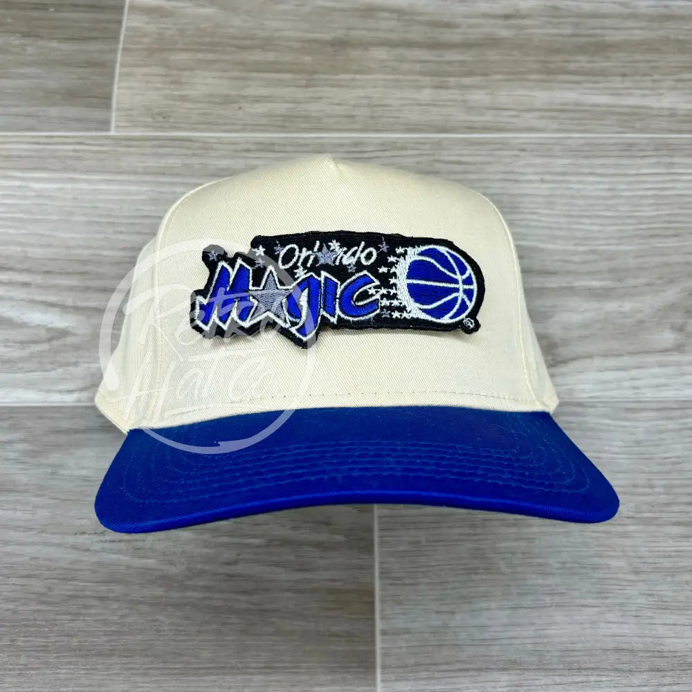 Vintage 90s Orlando Magic Patch on Natural/Blue Retro Hat