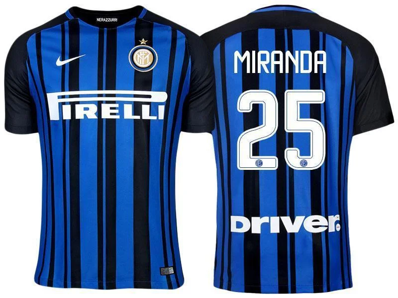 Men 25 Joao Miranda Jersey Home Soccer Inter Milan FC Jersey 2018 Serie A