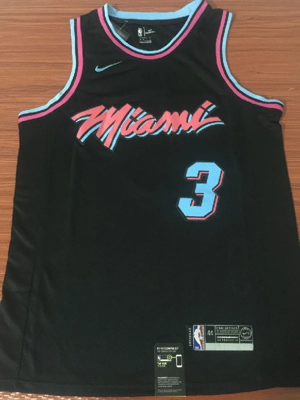 Men 3 Dwyane Wade Jersey Black Miami Heat City Edition Fanatics Swingman