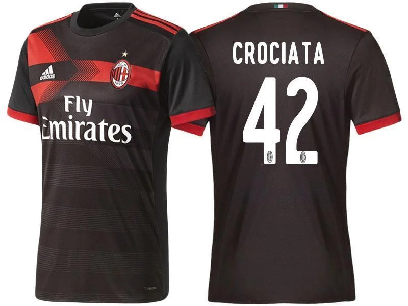 Men 42 Giovanni Crociata Jersey Away Soccer AC Milan Jersey 2018 Serie A