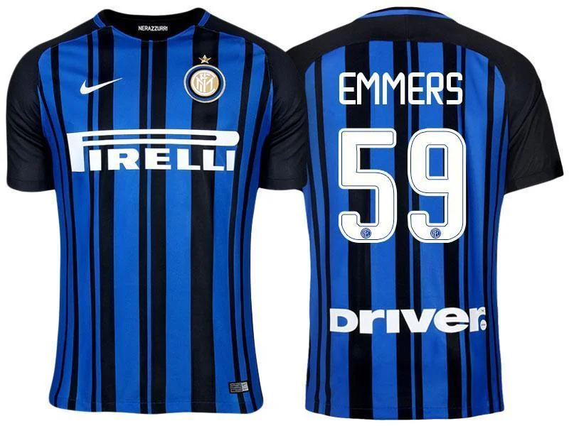 Men 59 Xian Emmers Jersey Home Soccer Inter Milan FC Jersey 2018 Serie A