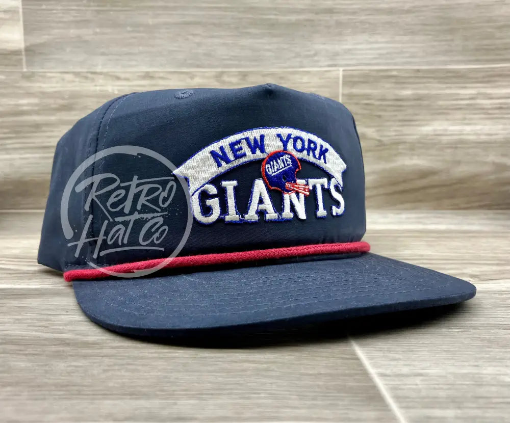 Vintage 90s New York Giants Patch on Navy Retro Hat w/Red Rope