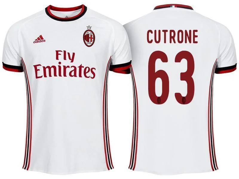 Men 63 Patrick Cutrone Jersey Away Soccer AC Milan Jersey 2018 Serie A