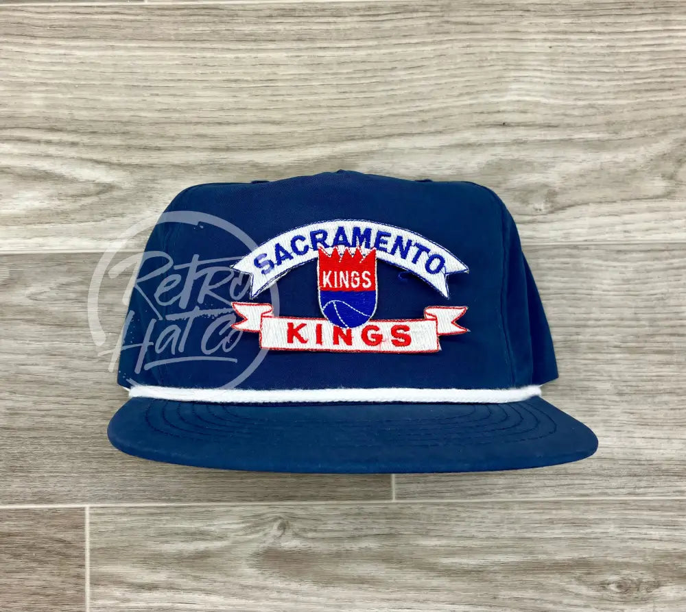 Vintage 90s Sacramento Kings Patch on Blue Poly Rope Hat