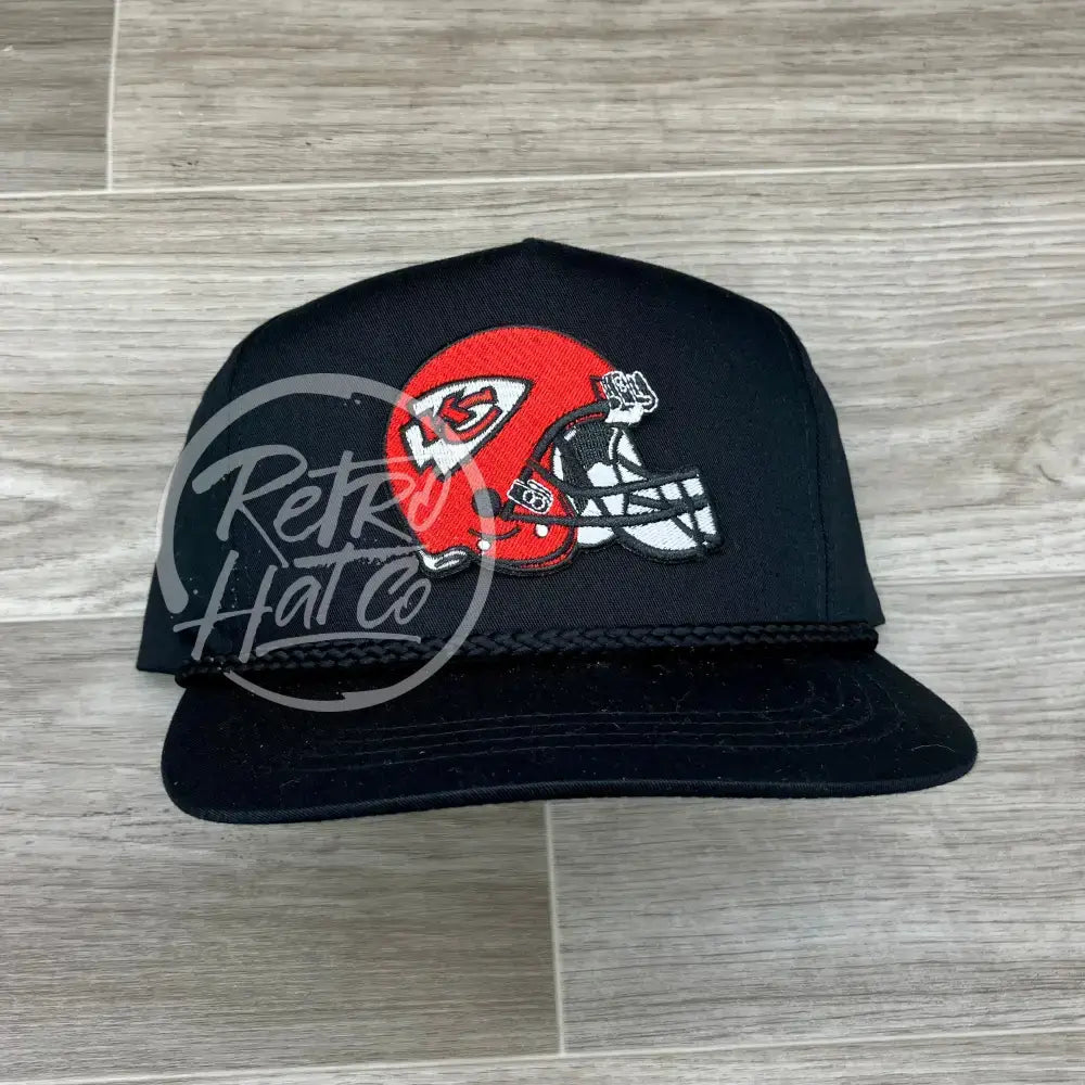 Kansas City Helmet Patch on Black Classic Rope Hat