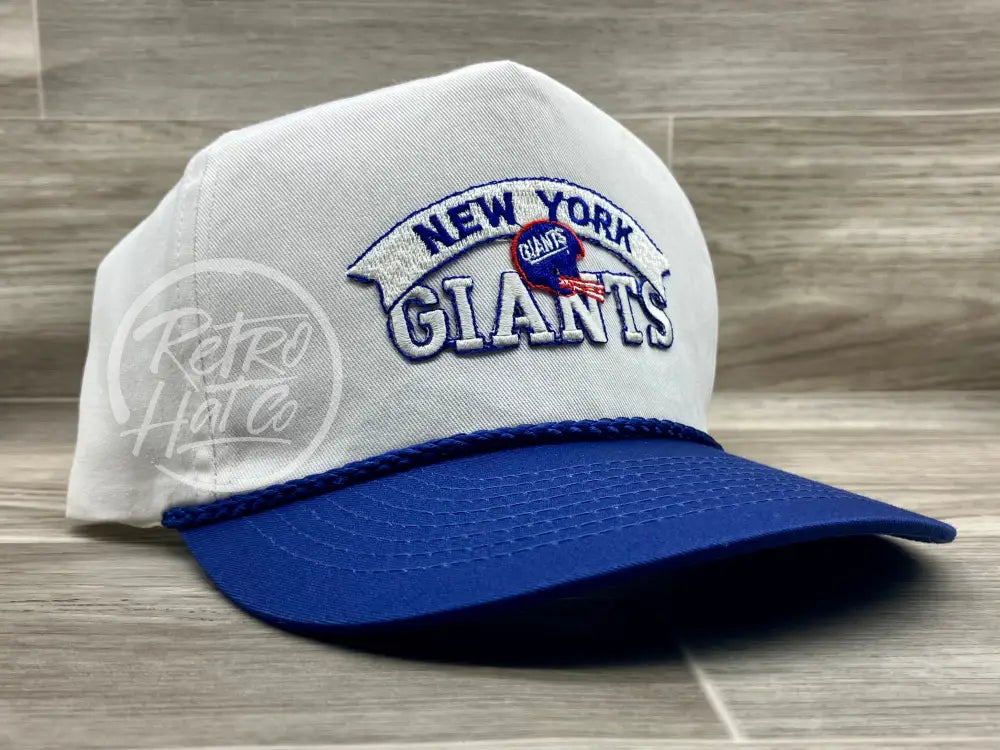 Vintage 90s New York Giants Patch on Retro White/Blue Rope Hat