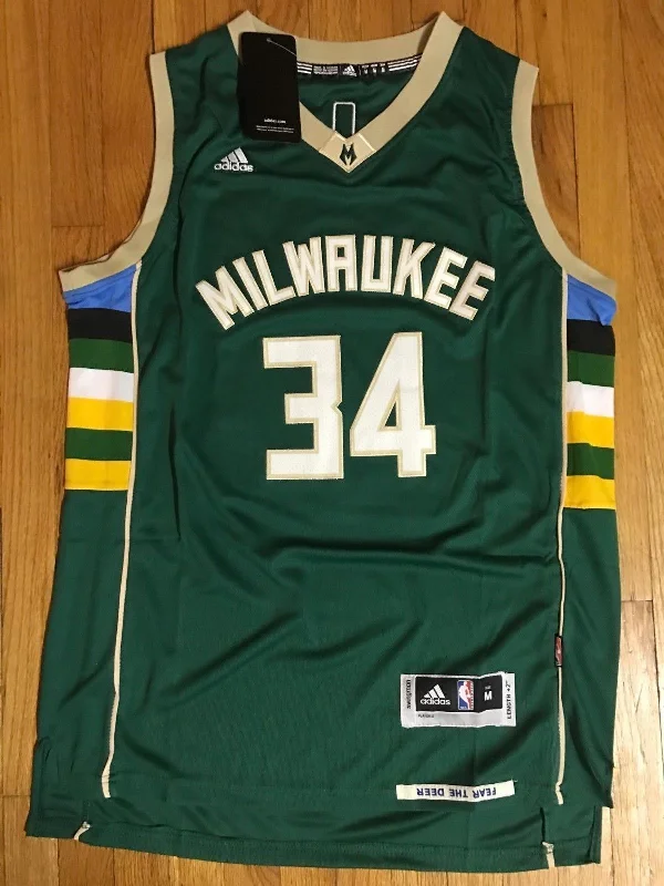 Men 34 Giannis Antetokounmpo Bucks Jersey Green Milwaukee Bucks Swingman