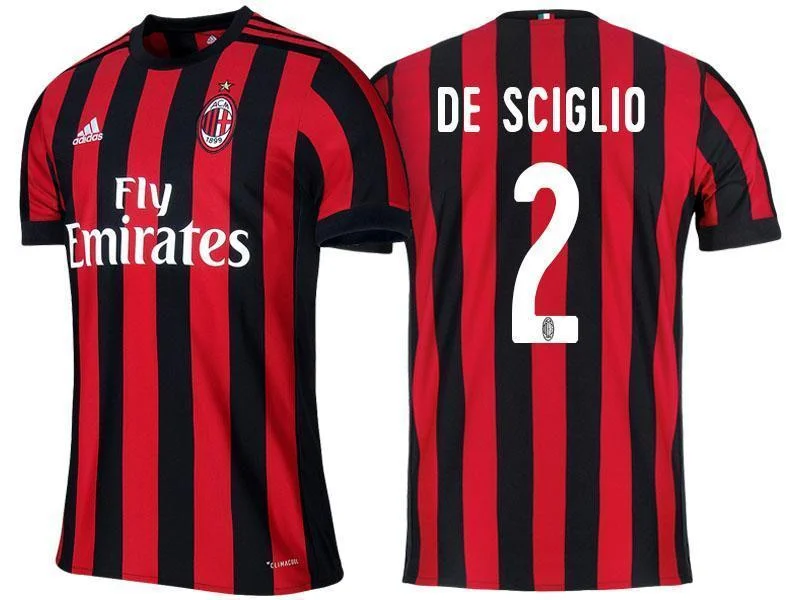 Men 2 Mattia De Sciglio Jersey Home Soccer AC Milan Jersey 2018 Serie A