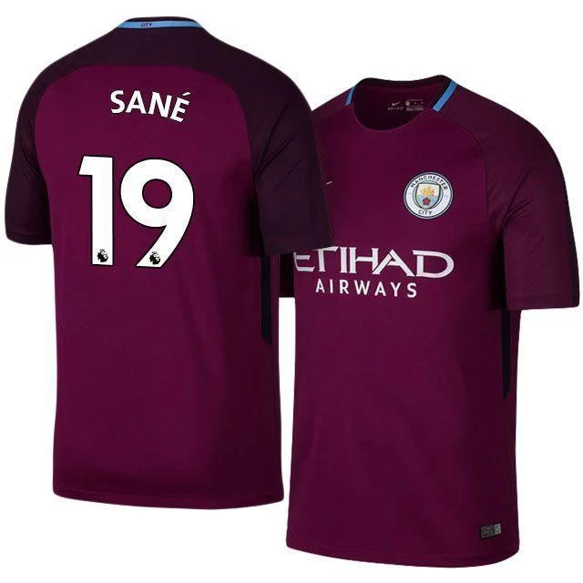 Men 19 Leroy Sane Away Soccer Manchester City Jersey Premier League