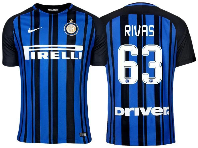 Men 63 Rigoberto Rivas Jersey Home Soccer Inter Milan FC Jersey 2018 Serie A