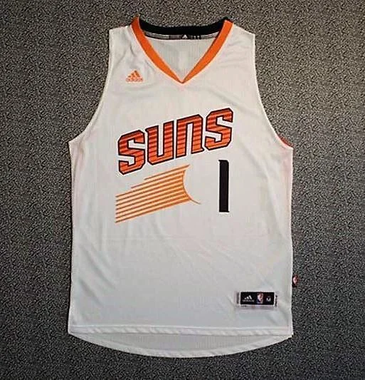 Men 1 Devin Booker Jersey White Phoenix Suns Throwback Swingman Jersey