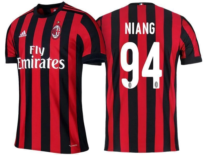 Men 94 M'Baye Niang Jersey Home Soccer AC Milan Jersey 2018 Serie A