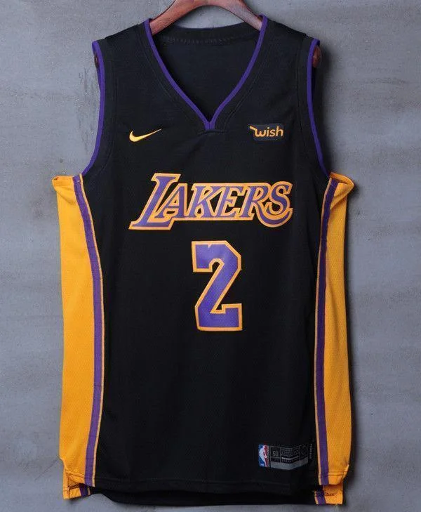 Men 2 Lonzo Ball Jersey Black Los Angeles Lakers Jersey Swingman Player