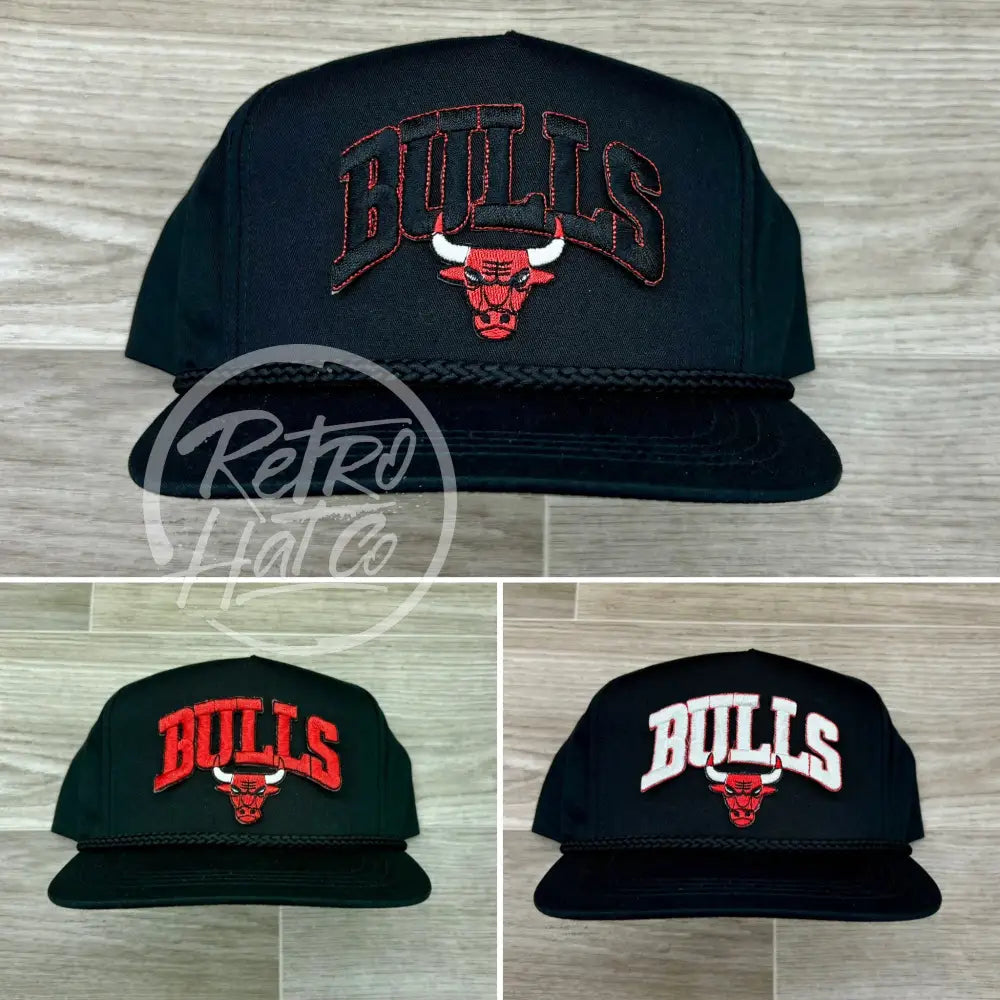 Vintage 90s Chicago Bulls Arch Patch on Black Classic Retro Hat