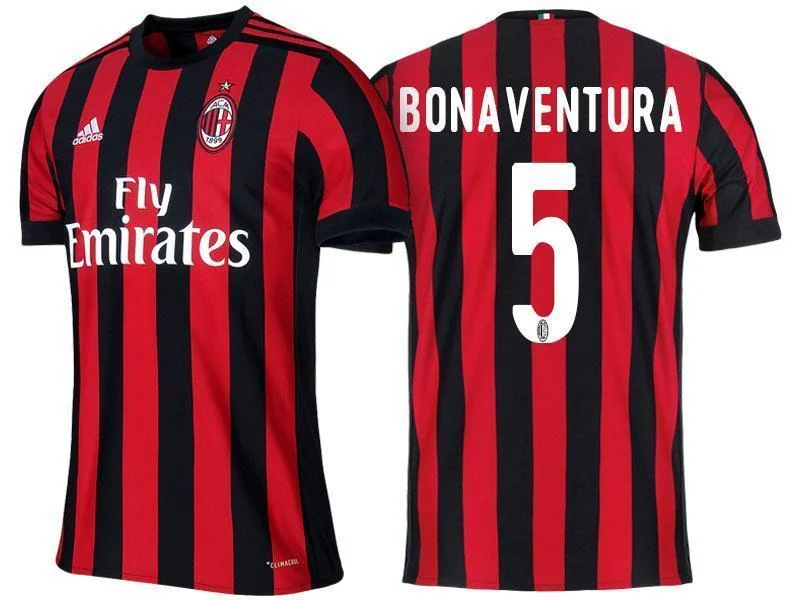 Men 5 Giacomo Bonaventura Jersey Home Soccer AC Milan Jersey 2018 Serie A