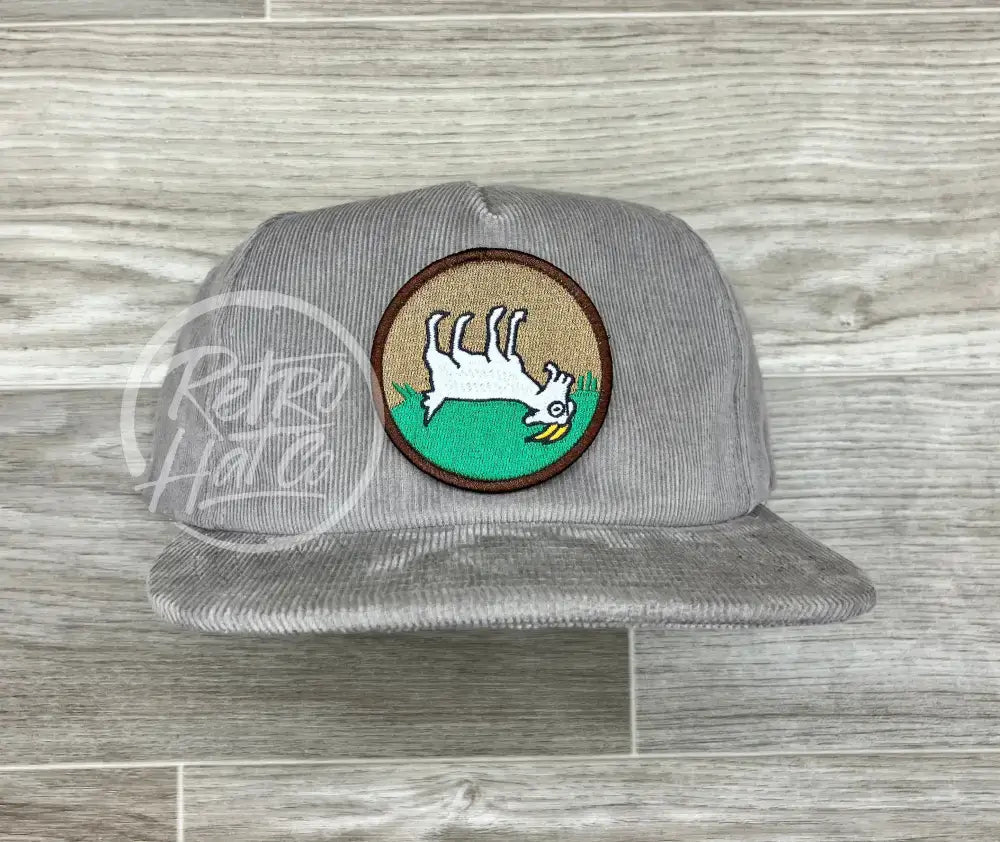 Fainting Goat on Gray Corduroy Hat