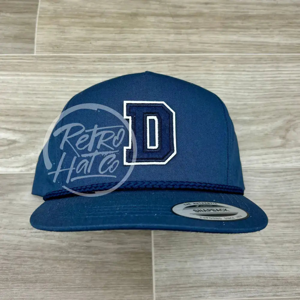 D Letter Patch on Blue Classic Rope Hat