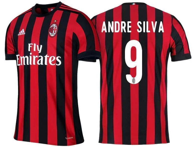 Men 9 Andre Silva Jersey Home Soccer AC Milan Jersey 2018 Serie A