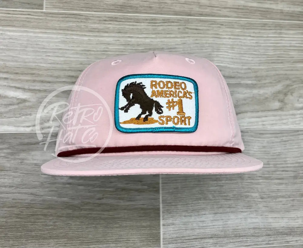 Vintage Rodeo #1 Sport on Blush Retro Hat w/Maroon Rope