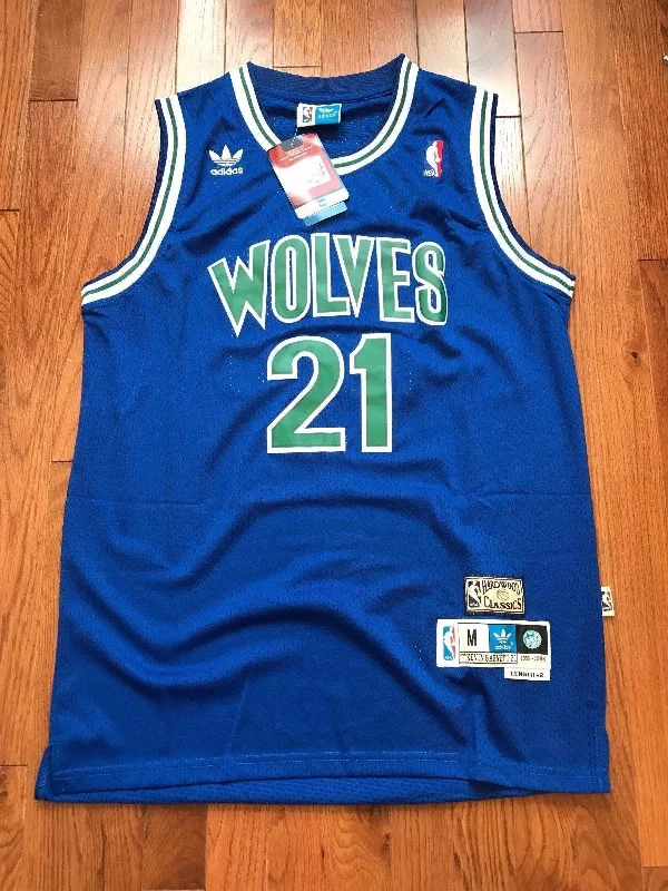 Men 21 Kevin Garnett Jersey Blue Minnesota Timberwolves Swingman Jersey