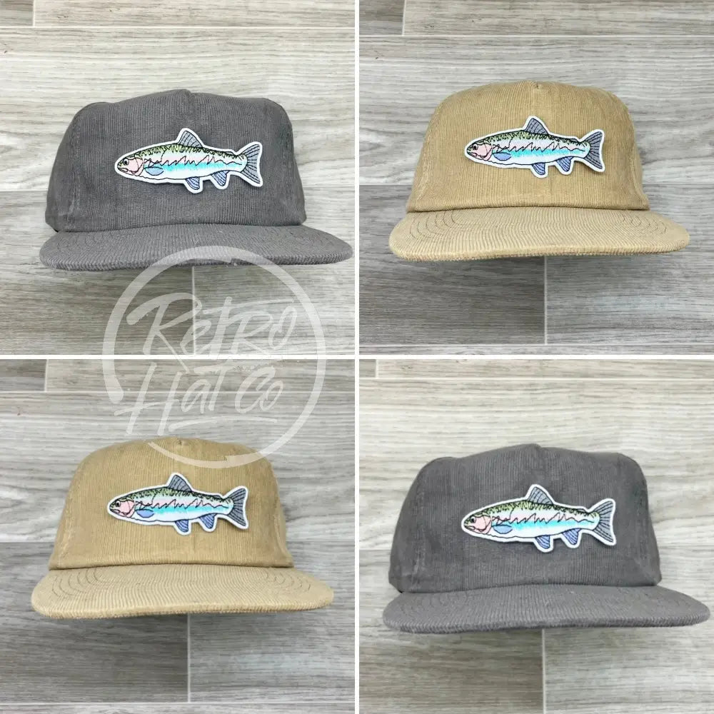 Trout on Gray Corduroy Hat