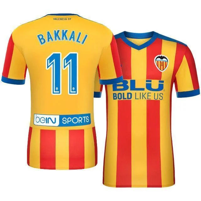 Men 11 Zakaria Bakkali Jersey Soccer Valencia Jersey 2018 LaLiga