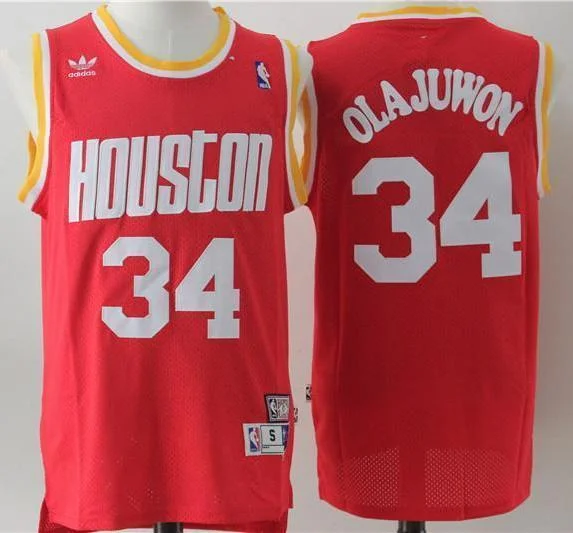 Men 34 Hakeem Olajuwon Jersey Red Houston Rockets Swingman Jersey