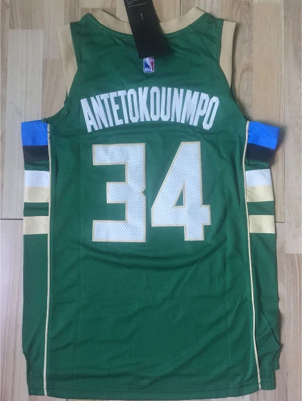 Men 34 Giannis Antetokounmpo Jersey Green Milwaukee Bucks Player version