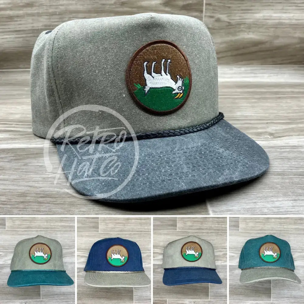 Fainting Goat on Two-Tone Stonewashed Retro Rope Hat