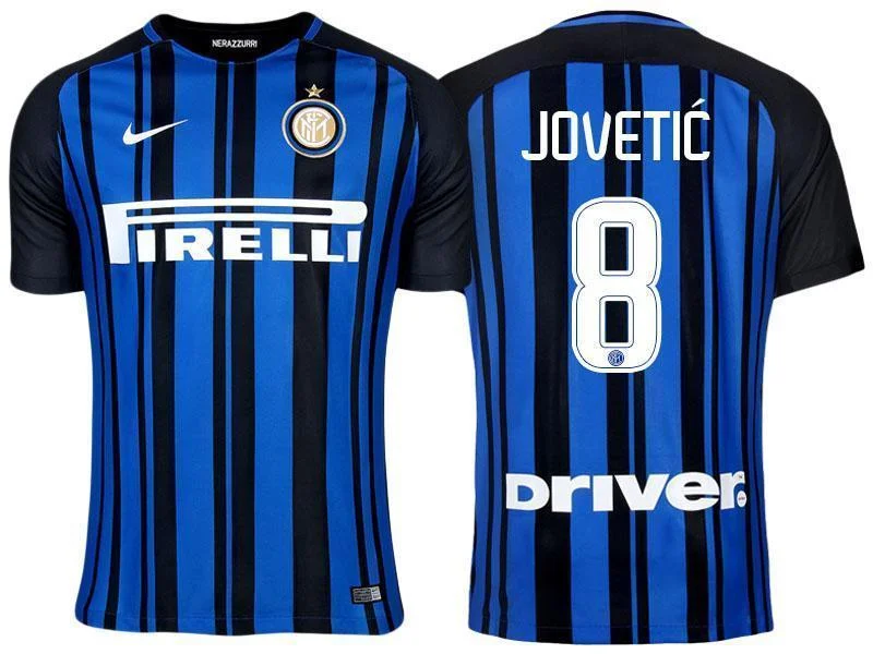 Men 8 Stevan Jovetic Jersey Home Soccer Inter Milan FC Jersey 2018 Serie A