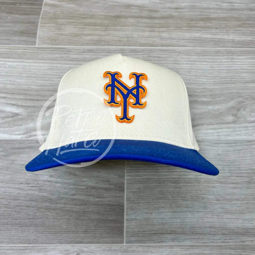 New York Mets NY Patch on Natural/Blue Retro Hat