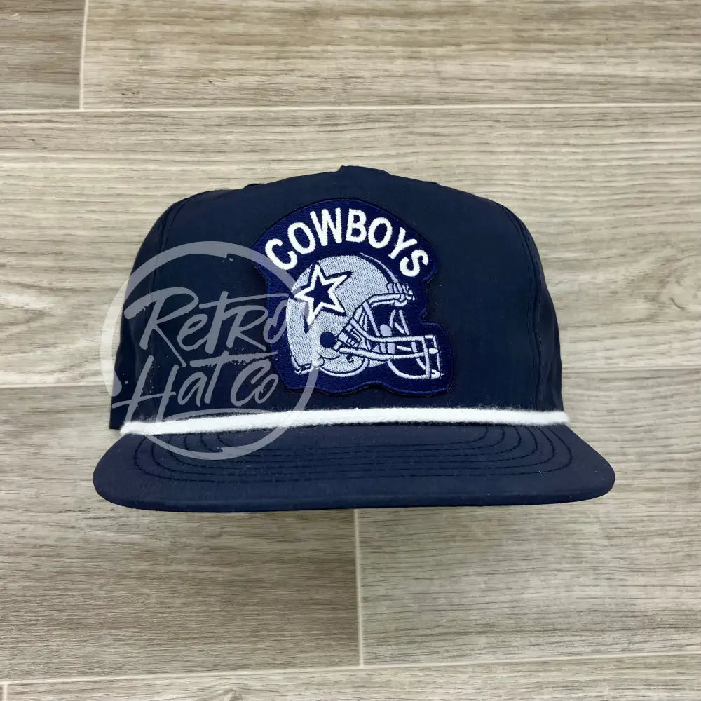 Retro Dallas Cowboys Helmet Patch on Navy Retro Poly Rope Hat