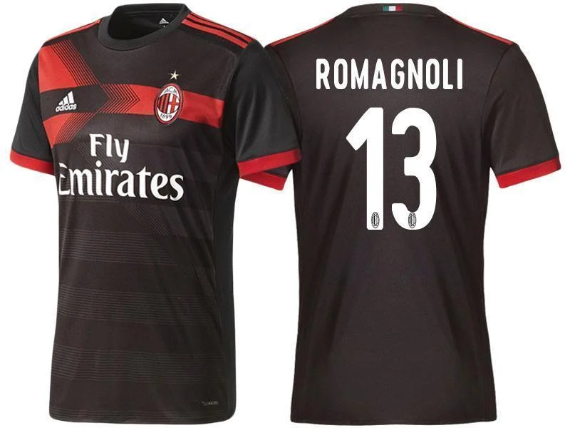 Men 13 Alessio Romagnoli Jersey Away Soccer AC Milan Jersey 2018 Serie A