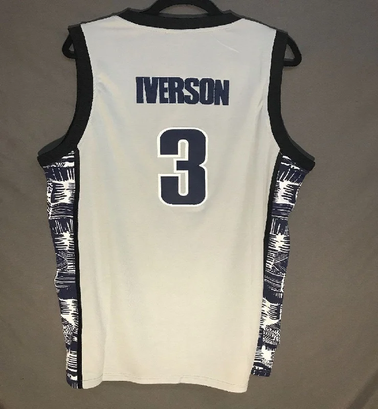 Men 3 Allen Iverson Jersey Gray Georgetown Hoyas College Throwback Swingman