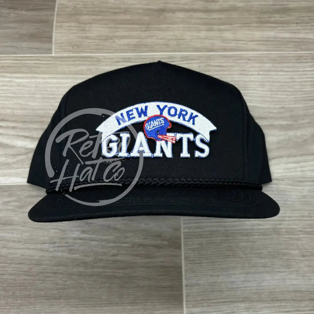 Vintage 90s New York Giants Patch on Black Classic Retro Rope Hat