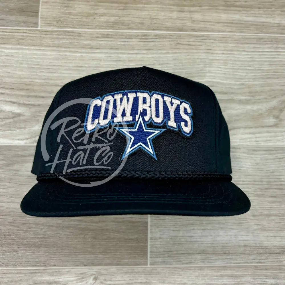 Retro Dallas Cowboys Arch Patch on Black Classic Rope Hat