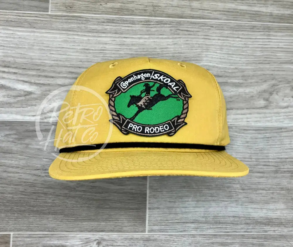 Cope / Skoal Pro Rodeo on Mustard Retro Hat w/Black Rope