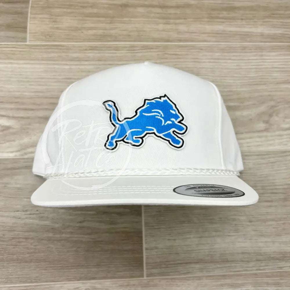 Retro Detroit Lions Patch on White Classic Rope Hat