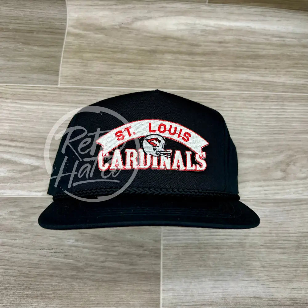 Vintage 80s St. Louis Cardinals Patch on Black Classic Rope Hat