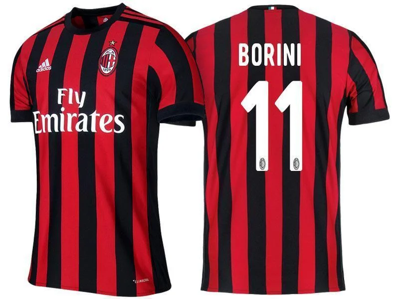 Men 11 Fabio Borini Jersey Home Soccer AC Milan Jersey 2018 Serie A