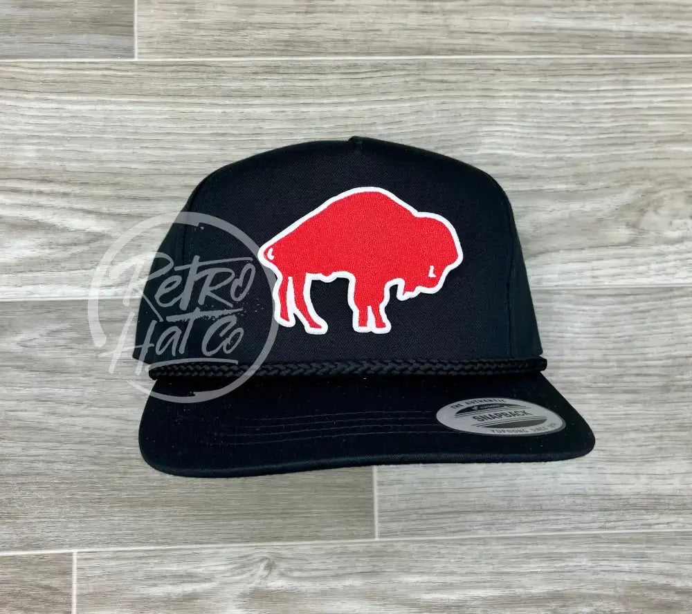 Retro 70s Buffalo Bills (Big Red) on Black Classic Retro Rope Hat