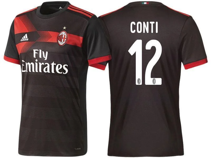 Men 12 Andrea Conti Jersey Away Soccer AC Milan Jersey 2018 Serie A