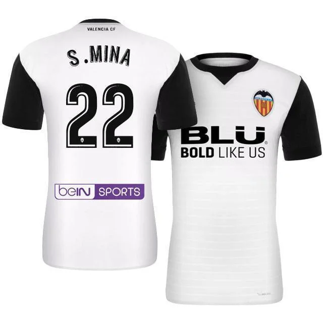 Men 22 Santi Mina Jersey Soccer Valencia Jersey 2018 LaLiga